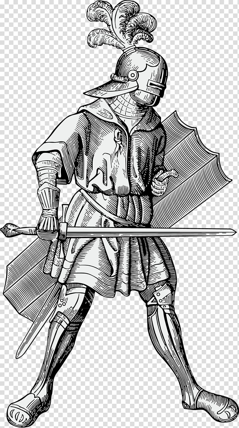 armored warrior illustration, Knight Heraldry Middle Ages, Sketch of warrior armor transparent background PNG clipart