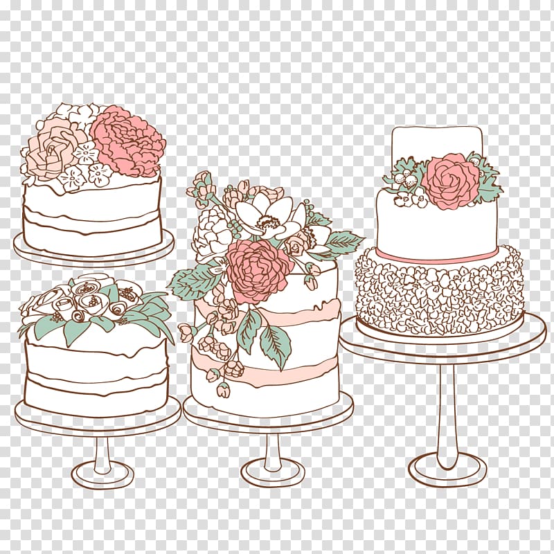 assorted flowers illustration, Wedding cake Birthday cake Bakery, wedding cake transparent background PNG clipart