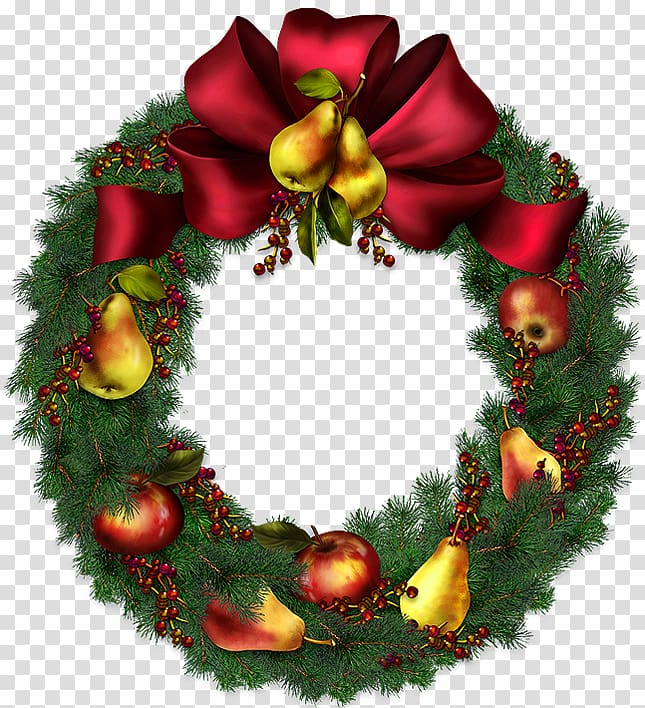 green Christmas wreath illustration, Christmas , Christmas Wreath transparent background PNG clipart
