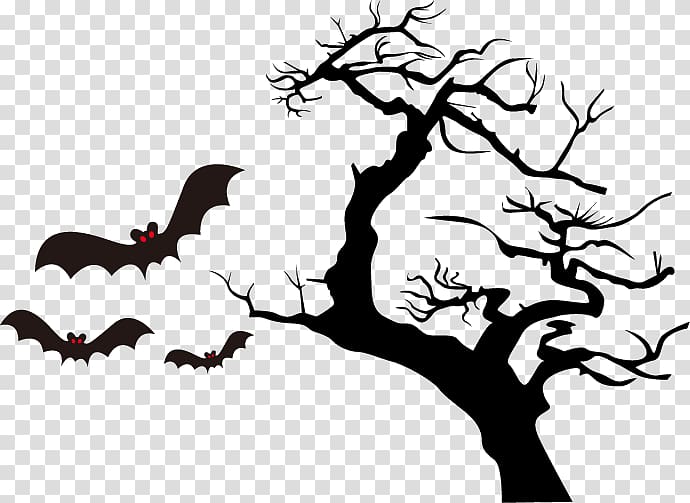 Halloween costume Party , branch with bat transparent background PNG clipart
