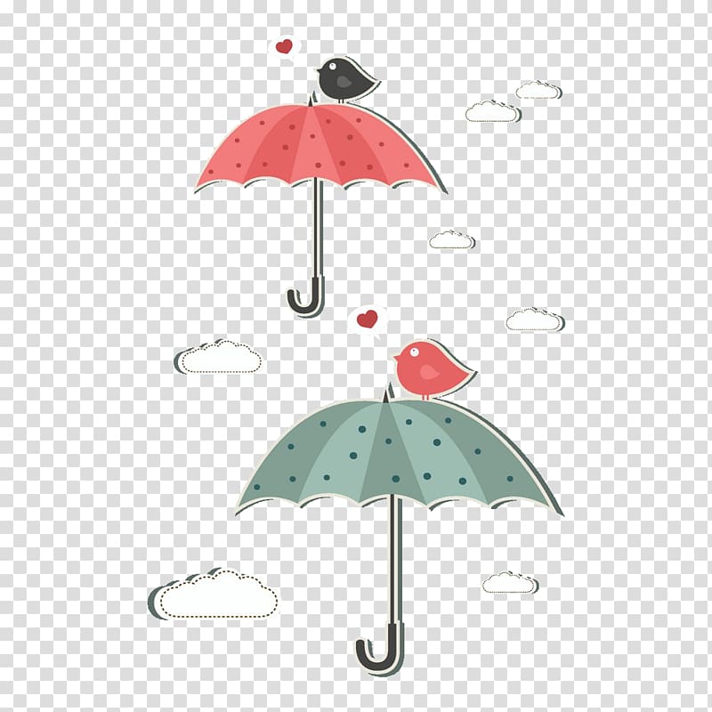 Bird Umbrella Computer file, Umbrellas and birds transparent background PNG clipart