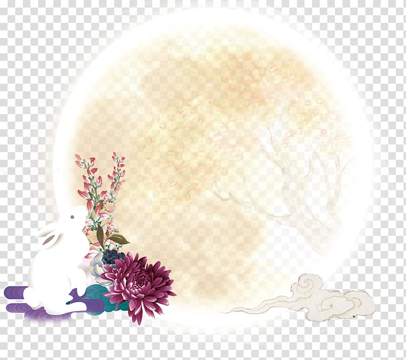 Mooncake Moon rabbit Mid-Autumn Festival, Full Moon transparent background PNG clipart