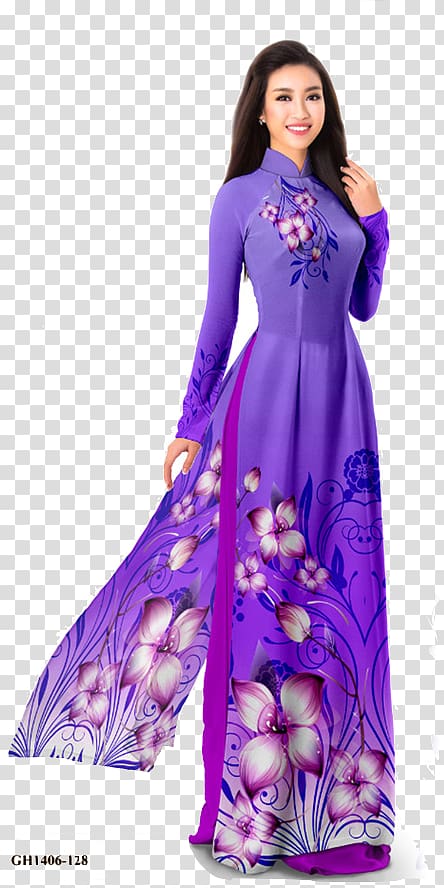 Áo dài Vietnam Gown Purple Dress, purple transparent background PNG clipart