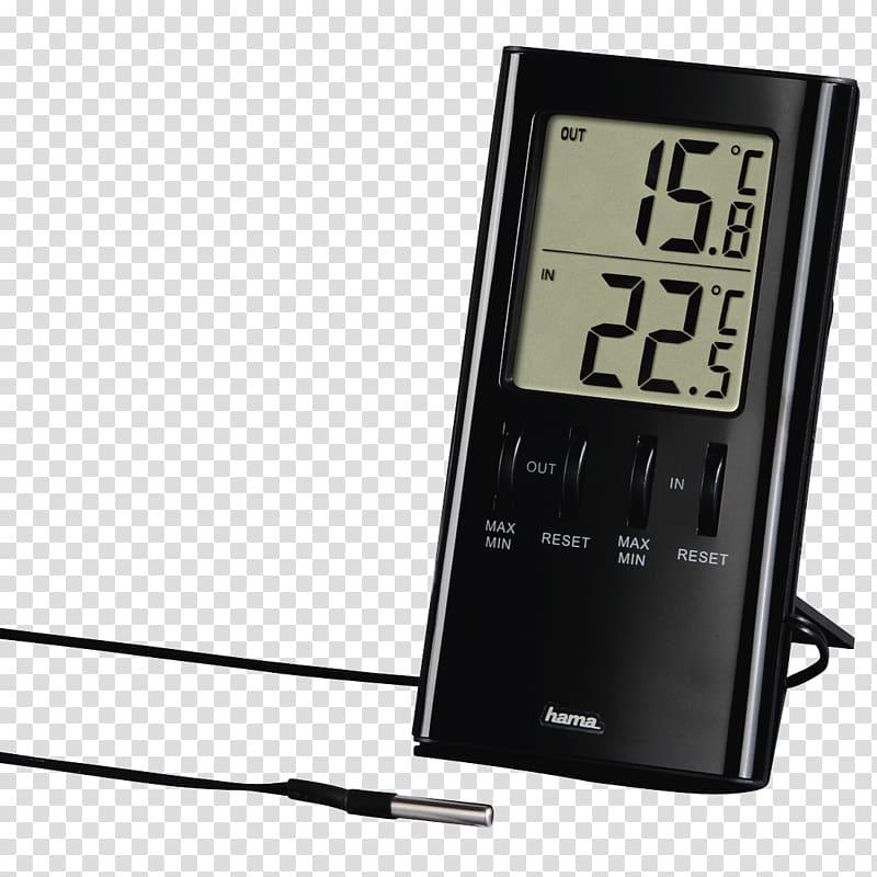 Thermometer Weather station Hygrometer Sensor Display device, thermometer cartoon transparent background PNG clipart