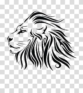 hand painted black lion transparent background PNG clipart