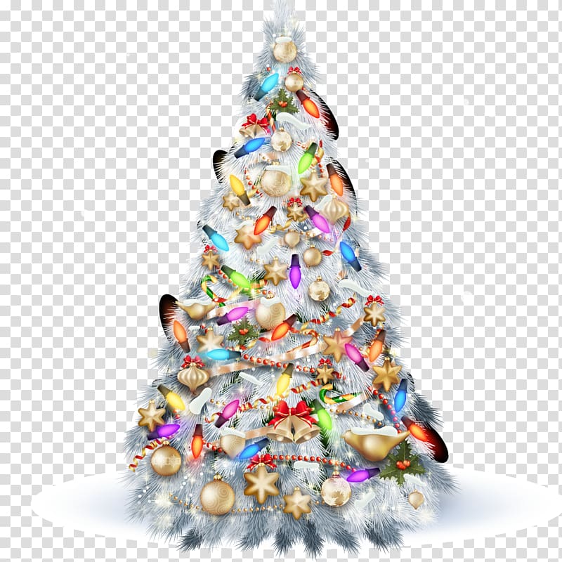 Christmas tree , Beautifully designed silver Christmas tree material transparent background PNG clipart