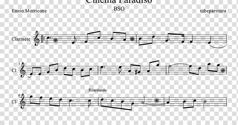 Sheet Music Clarinet Trumpet Nuovo cinema paradiso, clarinet transparent background PNG clipart