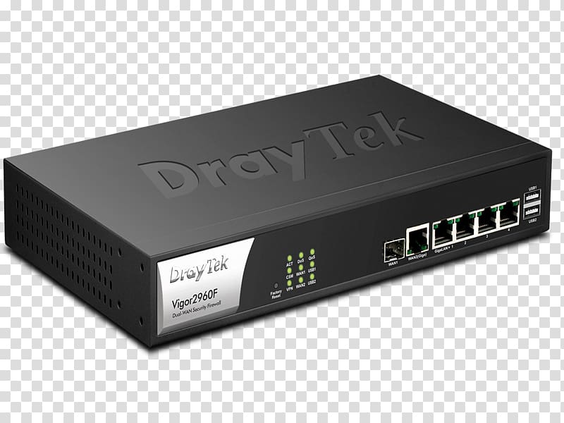 Draytek Vigor2960 Router Virtual private network Gigabit Ethernet, router transparent background PNG clipart