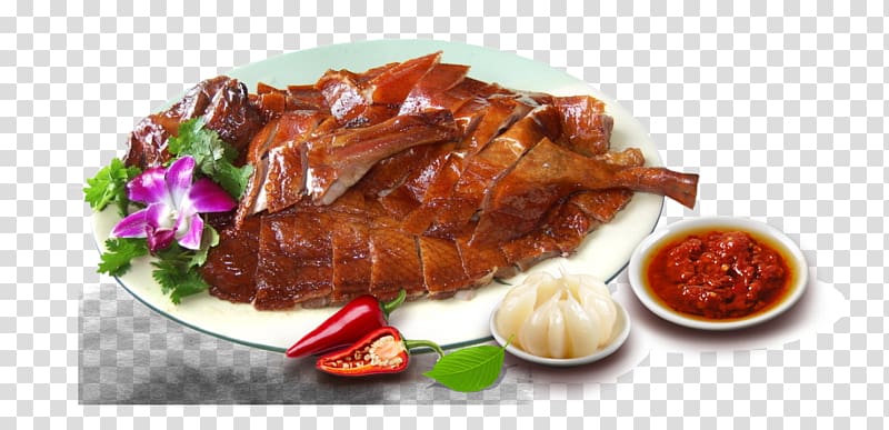 Peking duck Quanjude Roast chicken Roast goose, Beijing roast duck cuisine transparent background PNG clipart