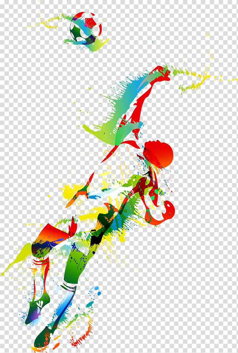 multicolored soccer logo, Goalkeeper Painting Mural Illustration, play football transparent background PNG clipart