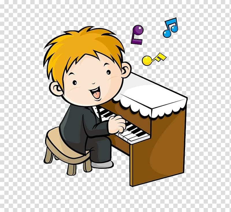 cartoon boy playing the piano transparent background PNG clipart