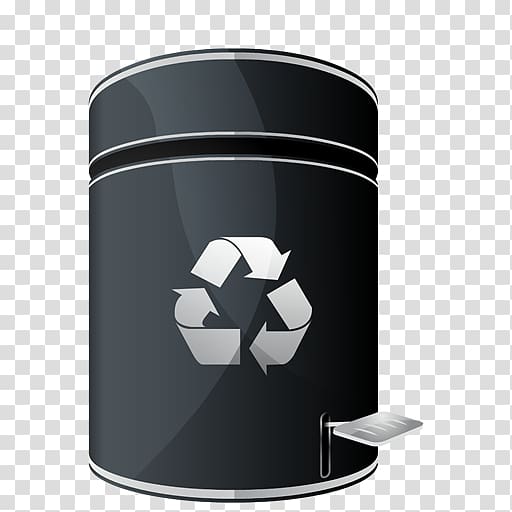 brand cylinder font, HP Recycle Empty, black pedal trash bin transparent background PNG clipart