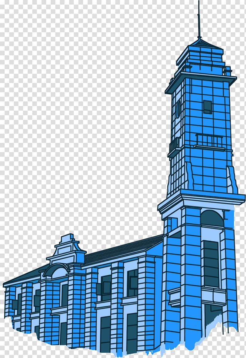 Cartoon Building Blue, Cartoon blue building transparent background PNG clipart