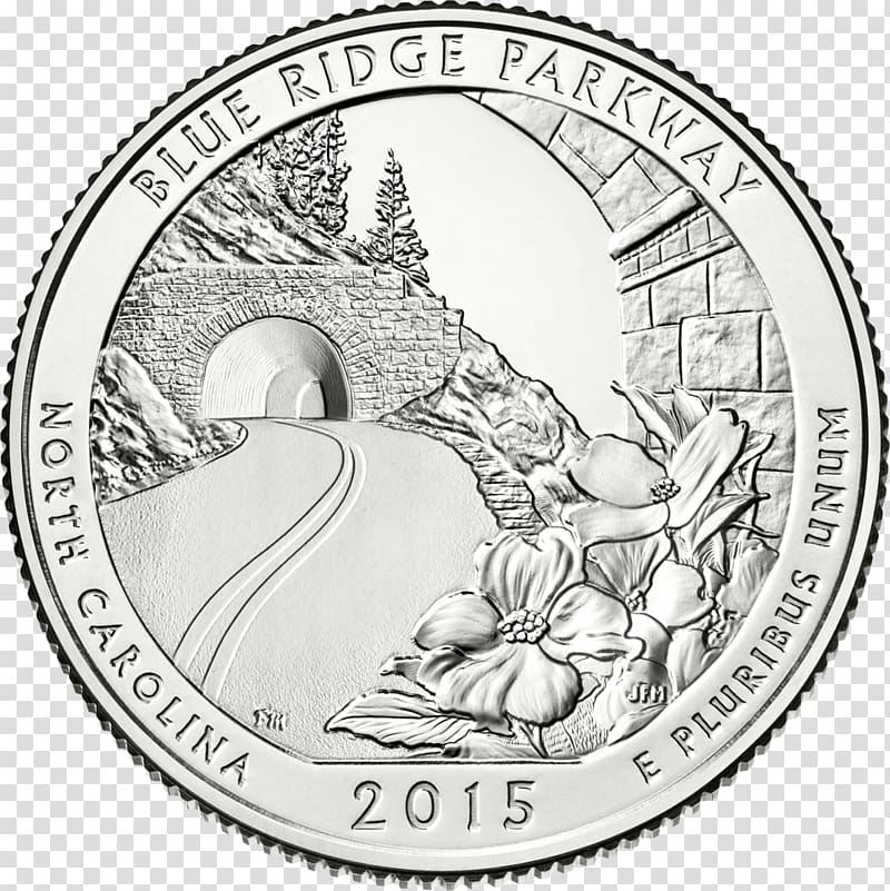 Blue Ridge Parkway Quarter Denver Mint United States Mint Coin, quarter transparent background PNG clipart