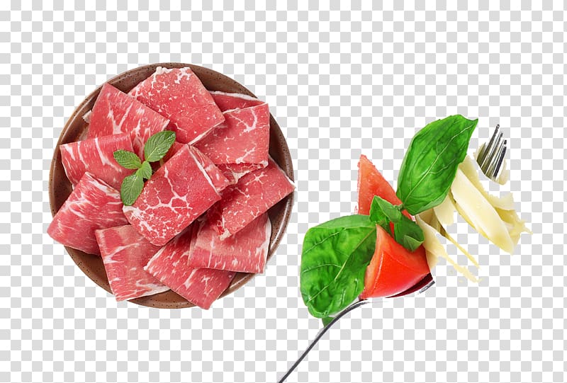 Hot pot Take-out Fast food Shabu-shabu, Vegetables and meat on a fork transparent background PNG clipart