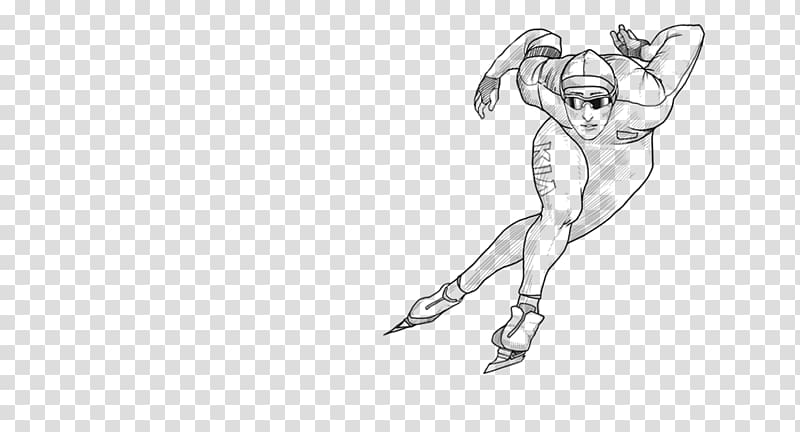 Line art Drawing Cartoon Sketch, Speed Skating transparent background PNG clipart