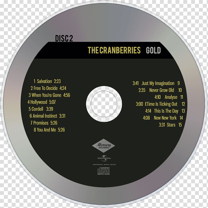 Compact disc Gold The Cranberries Analyse Alternative rock, gold transparent background PNG clipart
