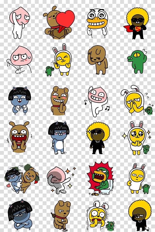 emoji illustrations, KakaoTalk Emoticon Kakao Friends Sticker, orangutan transparent background PNG clipart