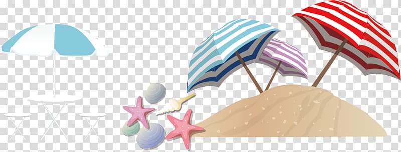 Poster Beach Drink, Beach umbrella Starfish Posters element transparent background PNG clipart