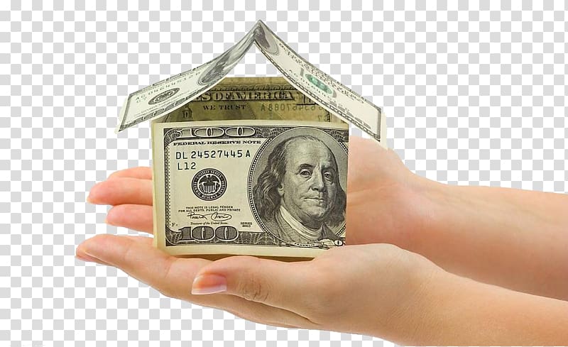 Money Saving House HVAC Air conditioning, Dollar house on the palm of your hand transparent background PNG clipart
