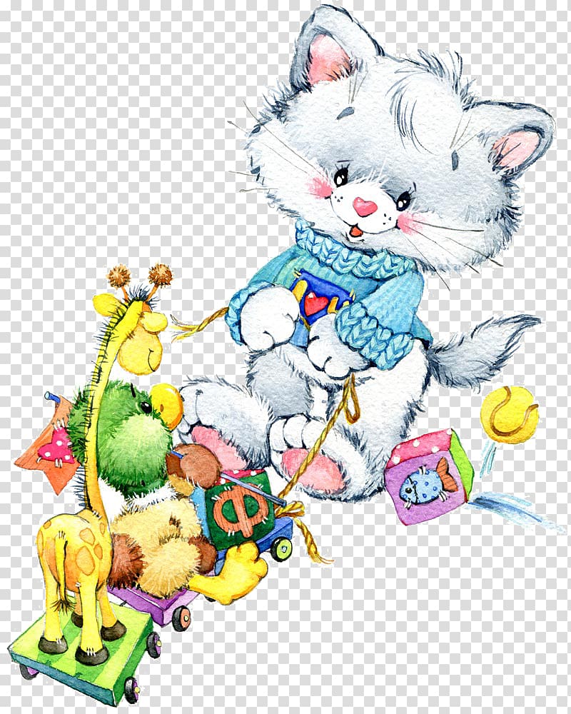 Cat Drawing Illustration, Cat dragged pile of presents transparent background PNG clipart