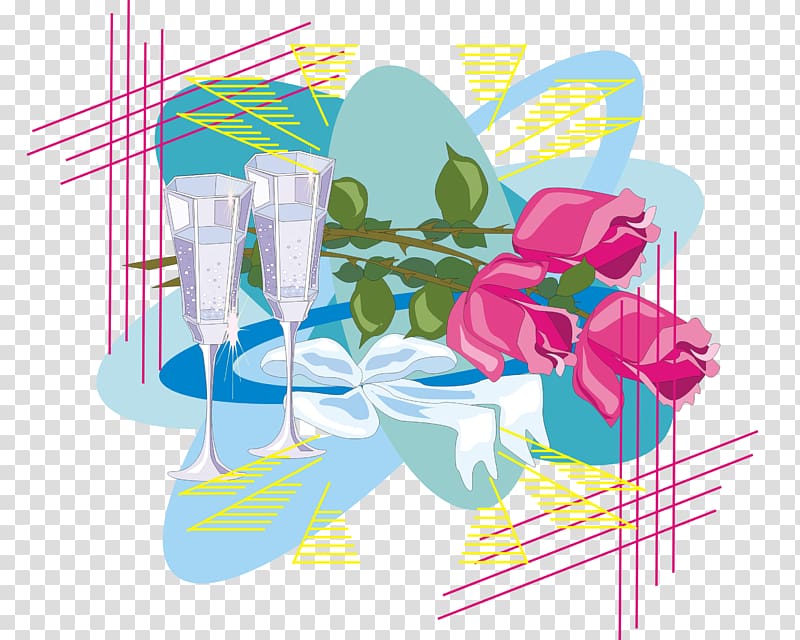 , Creative wine glass flowers transparent background PNG clipart
