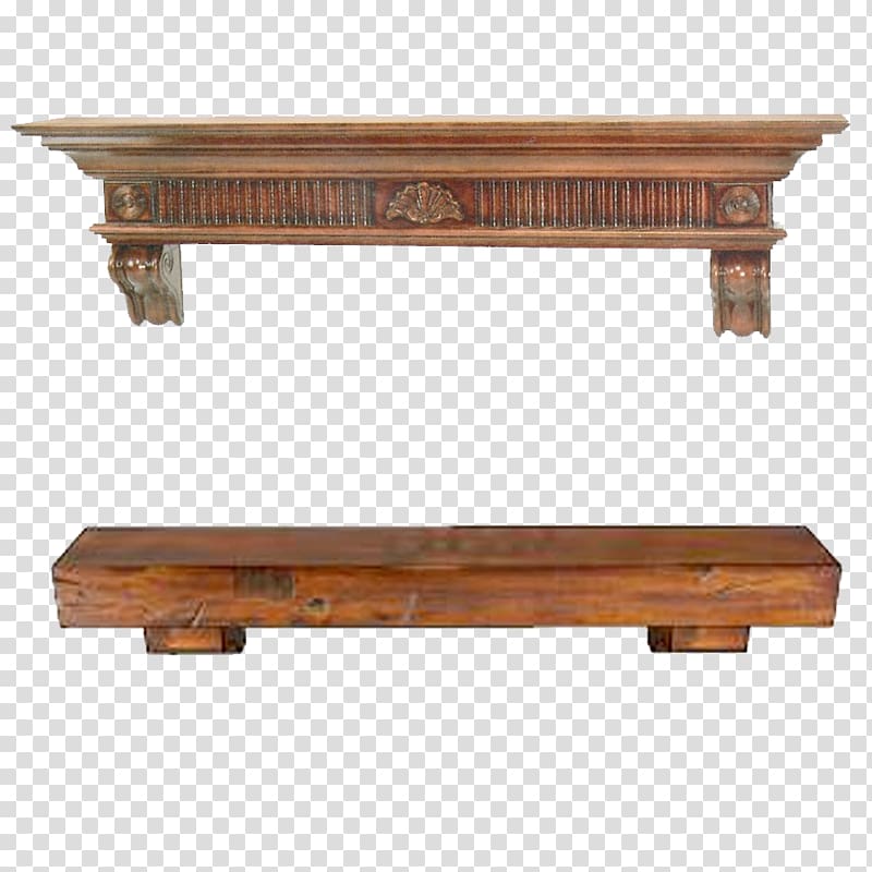 two brown wooden bench and shelf art, Floating shelf Fireplace mantel Wood, shelf transparent background PNG clipart