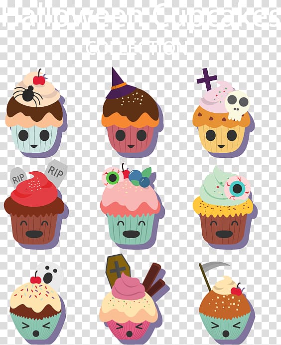 Cupcake Birthday cake Halloween, Halloween cupcakes transparent background PNG clipart