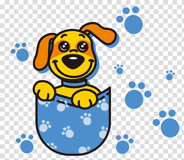 Dog Cartoon Animation, Blue footprints transparent background PNG clipart