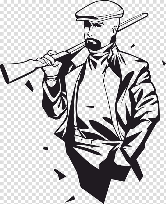 Black and white Mafia Drawing , others transparent background PNG