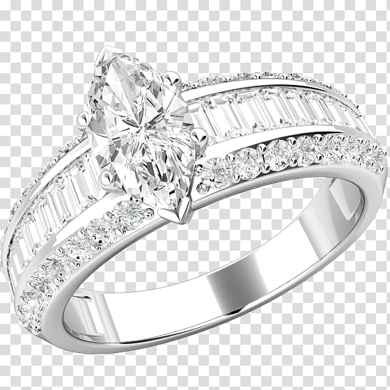 Wedding ring Silver Platinum Jewellery, marquise diamond ring settings transparent background PNG clipart