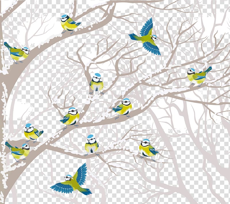 Bird Tree Winter , Creative winter birds transparent background PNG clipart