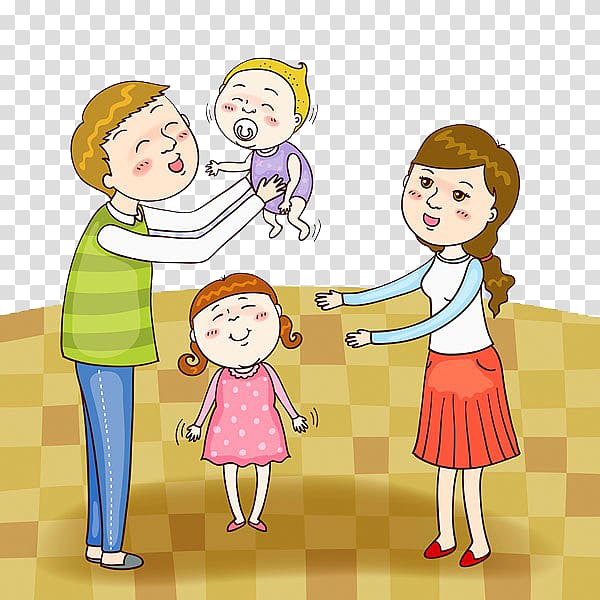 Child Parent Family Illustration, Parents hold their children transparent background PNG clipart