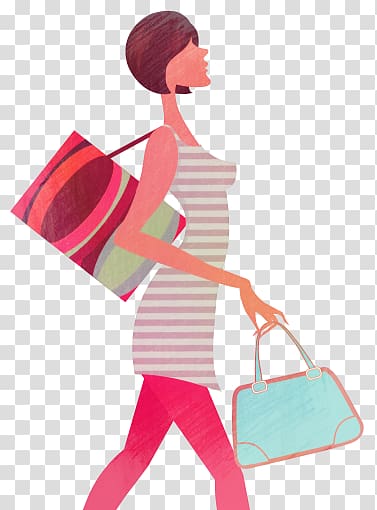 Fashion Shopping Illustration, urban women transparent background PNG clipart