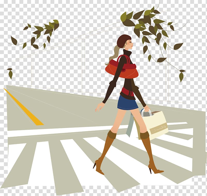 Animation Illustration, People walking on the road transparent background PNG clipart
