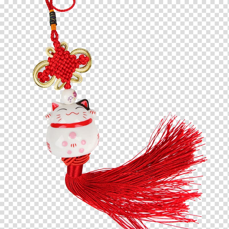 Cat Maneki-neko Falling in love Significant other, Lucky cat pendant transparent background PNG clipart