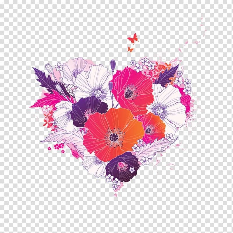 Floral design Cut flowers, Stamp love transparent background PNG clipart