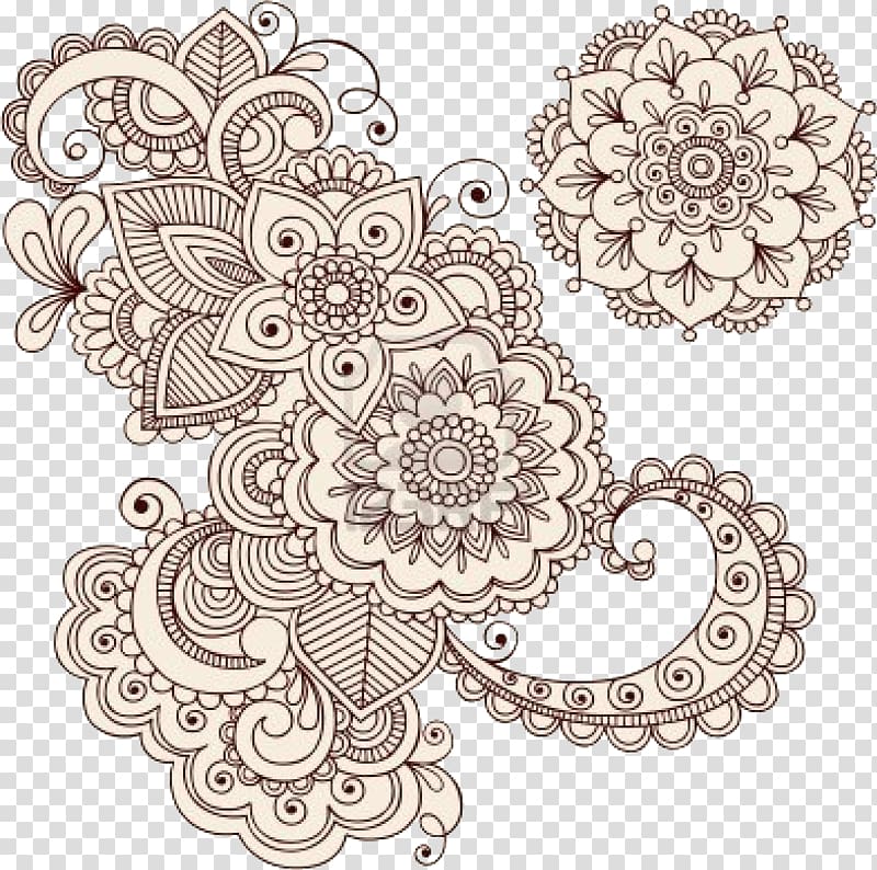 brown and white floral mandala art, Drawing Rangoli Pattern, henna transparent background PNG clipart