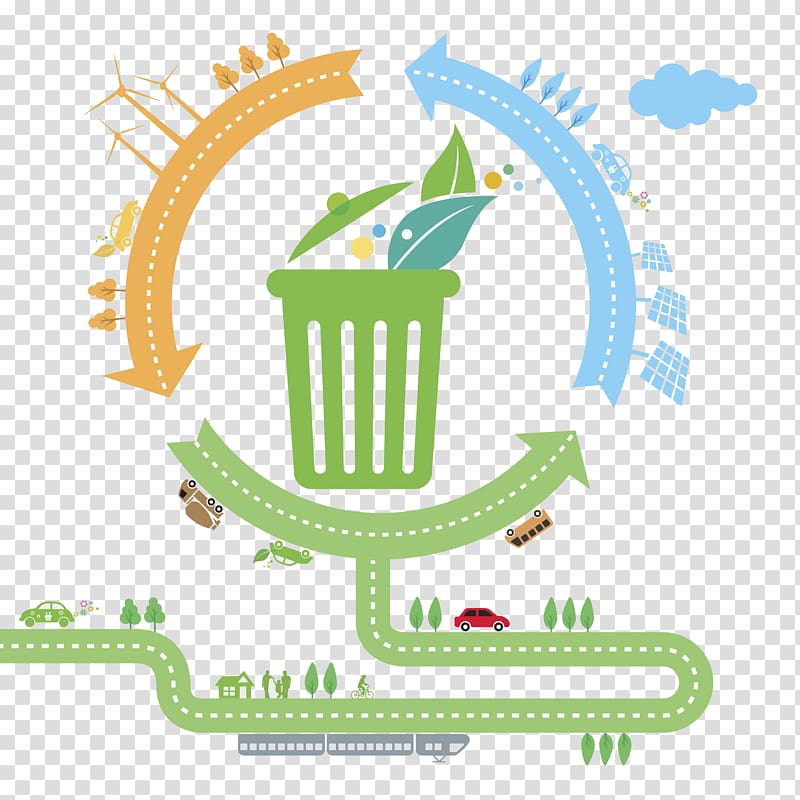 Recycling Drawing Waste, Green trash can transparent background PNG clipart