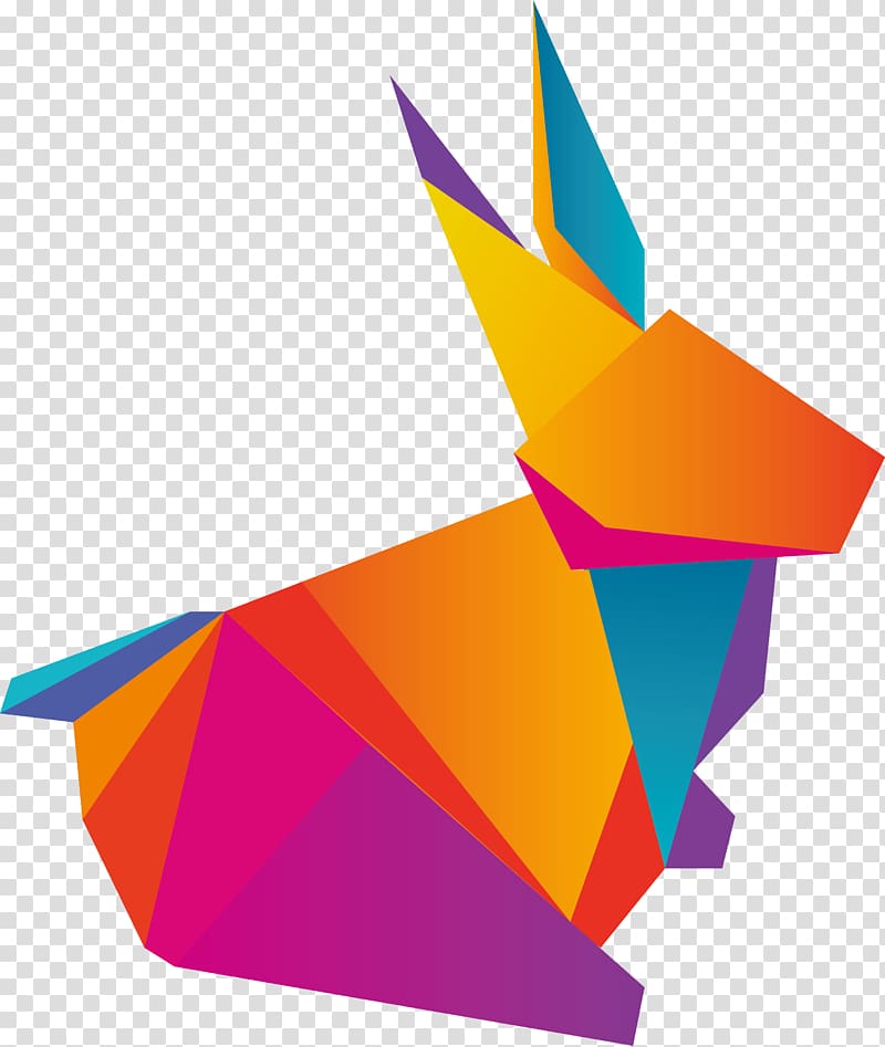 Paper Rabbit Euclidean Logo, Bunny paper, cut design transparent background PNG clipart