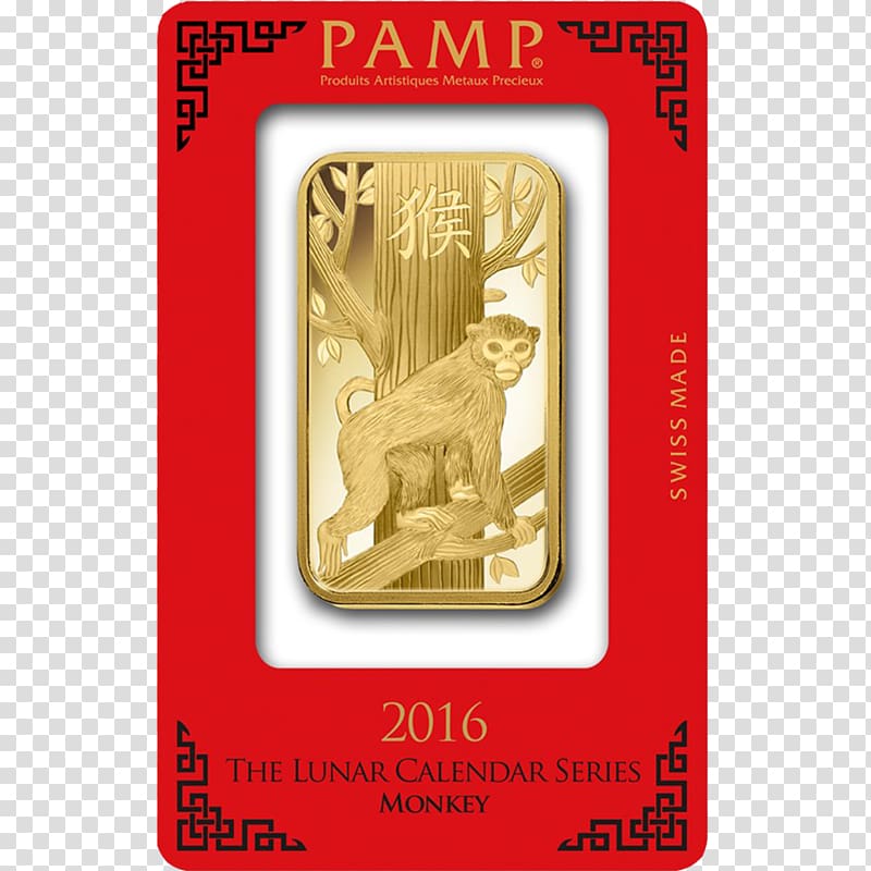 Gold bar PAMP Monkey Bullion, Gold BARS transparent background PNG clipart