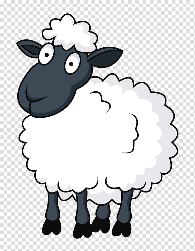 white and black sheep illustration, Sheep Cartoon , sheep transparent background PNG clipart