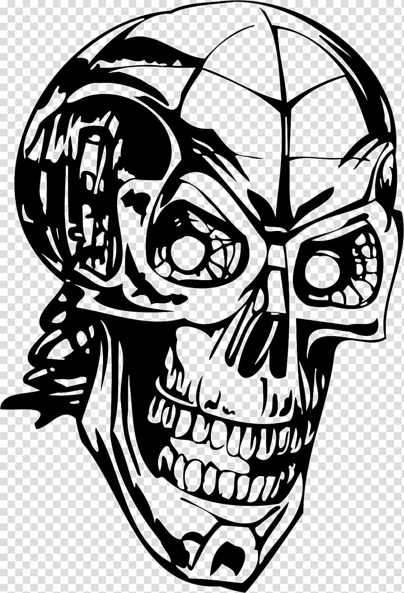 Tattoo Decal Terminator Skull, skull transparent background PNG clipart