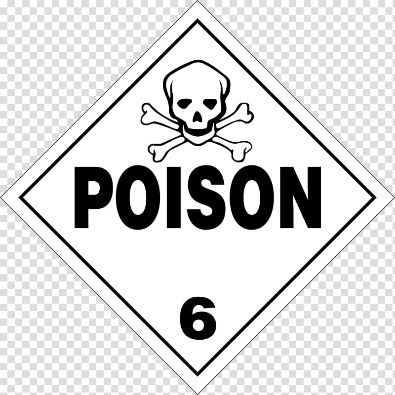 white and black poison 6 illustration, Dangerous goods Placard HAZMAT Class 6 Toxic and infectious substances Poison Transport, poison transparent background PNG clipart