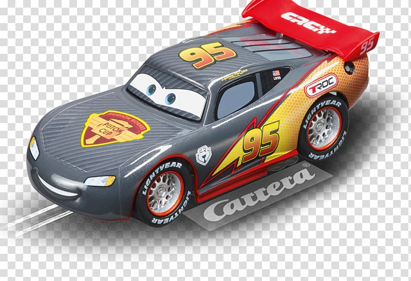 Lightning McQueen Cars Carrera Slot car Die-cast toy, lightning mcqueen transparent background PNG clipart