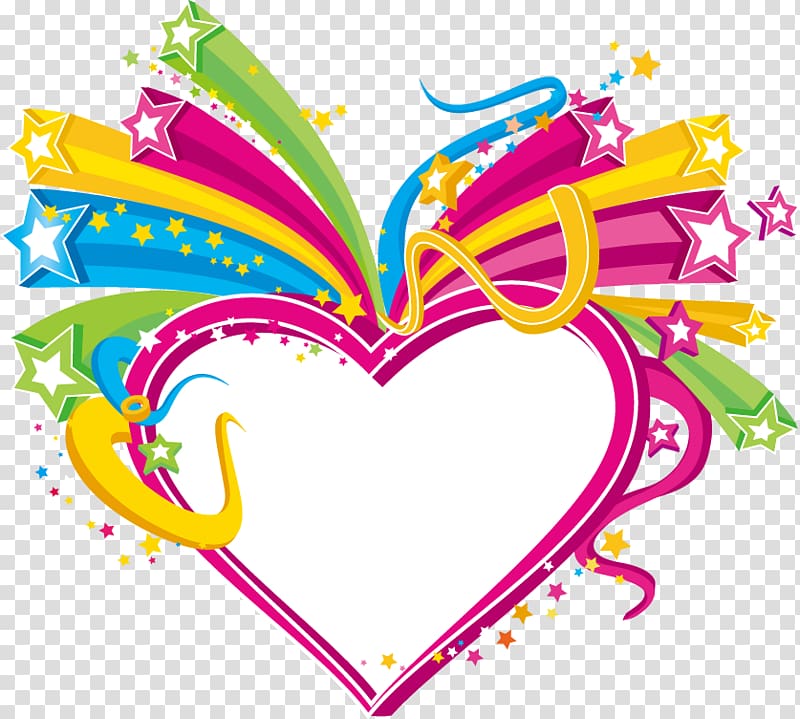 Heart , Festive colored stars transparent background PNG clipart