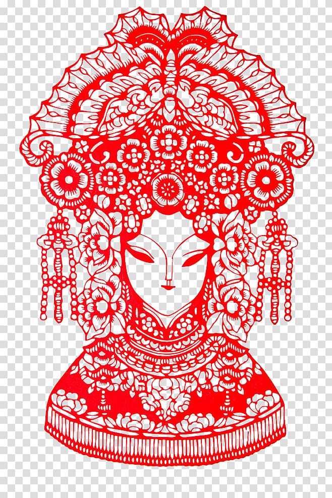 Chinese paper cutting Papercutting Peking opera Art, Peking Opera characters cut paper material free of charge material transparent background PNG clipart