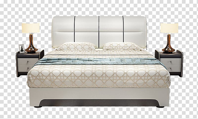 two white wooden 2-drawer nightstands, Bedroom Mattress Coir, Bedroom double bed mattress transparent background PNG clipart
