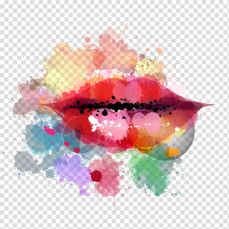 painting of red lips, Lipstick, Lips transparent background PNG clipart