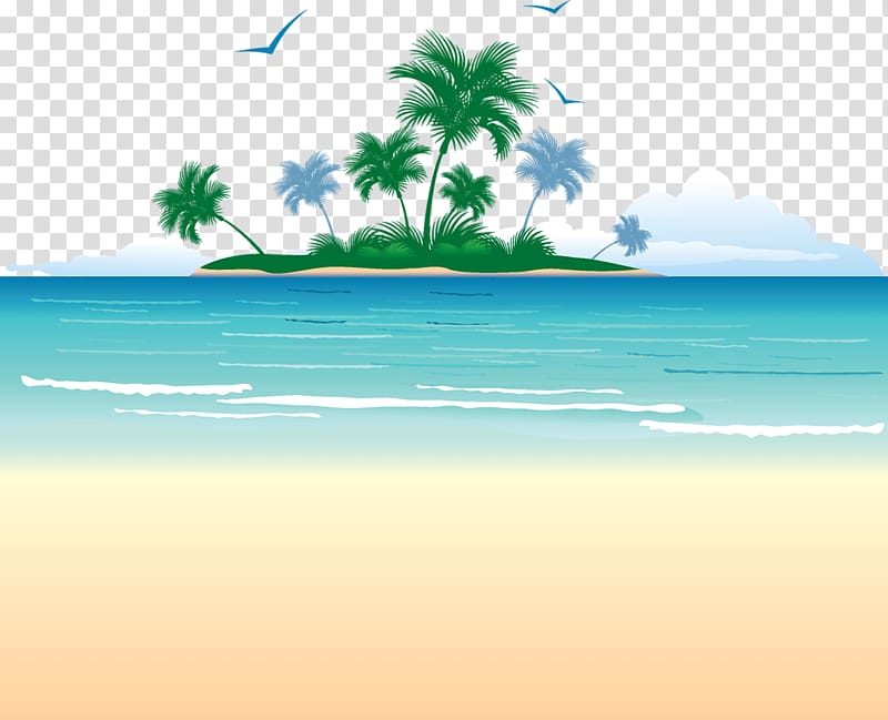 green island illustration, Beach Island Shore, Beach Island transparent background PNG clipart